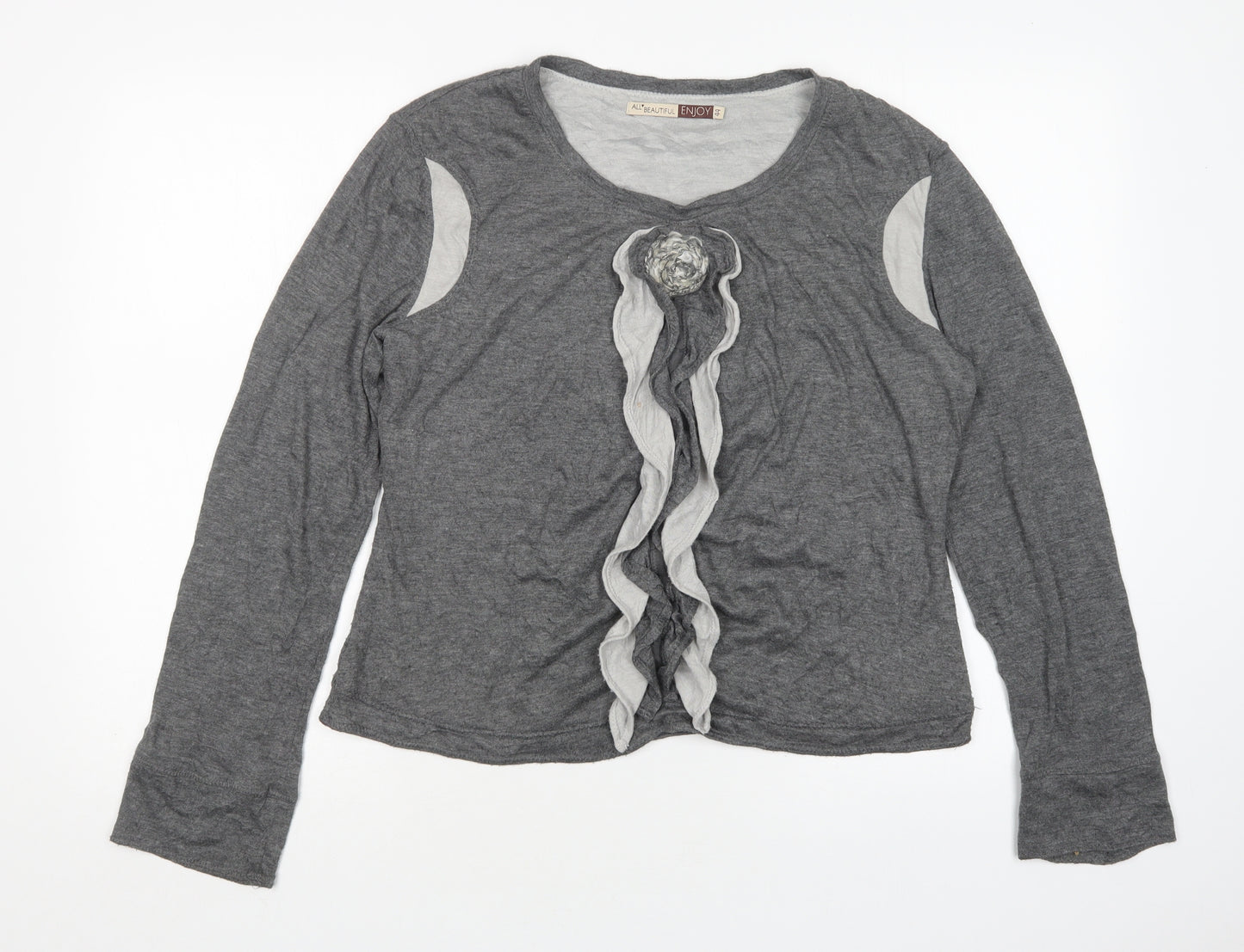 All Beutiful Womens Grey Round Neck  Polyester Pullover Jumper Size 16