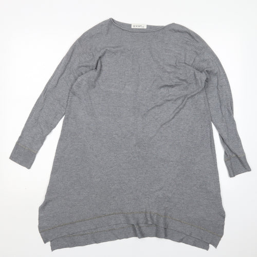 Evis Womens Grey  Viscose Jumper Dress  Size S  Round Neck