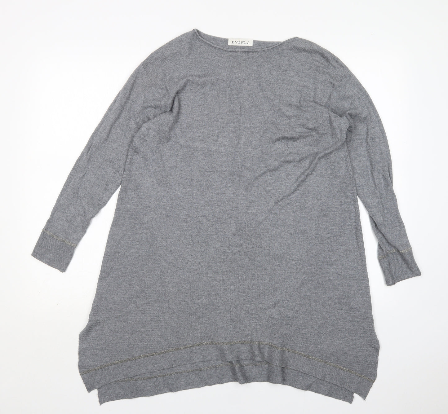 Evis Womens Grey  Viscose Jumper Dress  Size S  Round Neck
