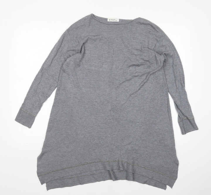 Evis Womens Grey  Viscose Jumper Dress  Size S  Round Neck