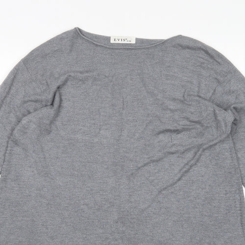 Evis Womens Grey  Viscose Jumper Dress  Size S  Round Neck