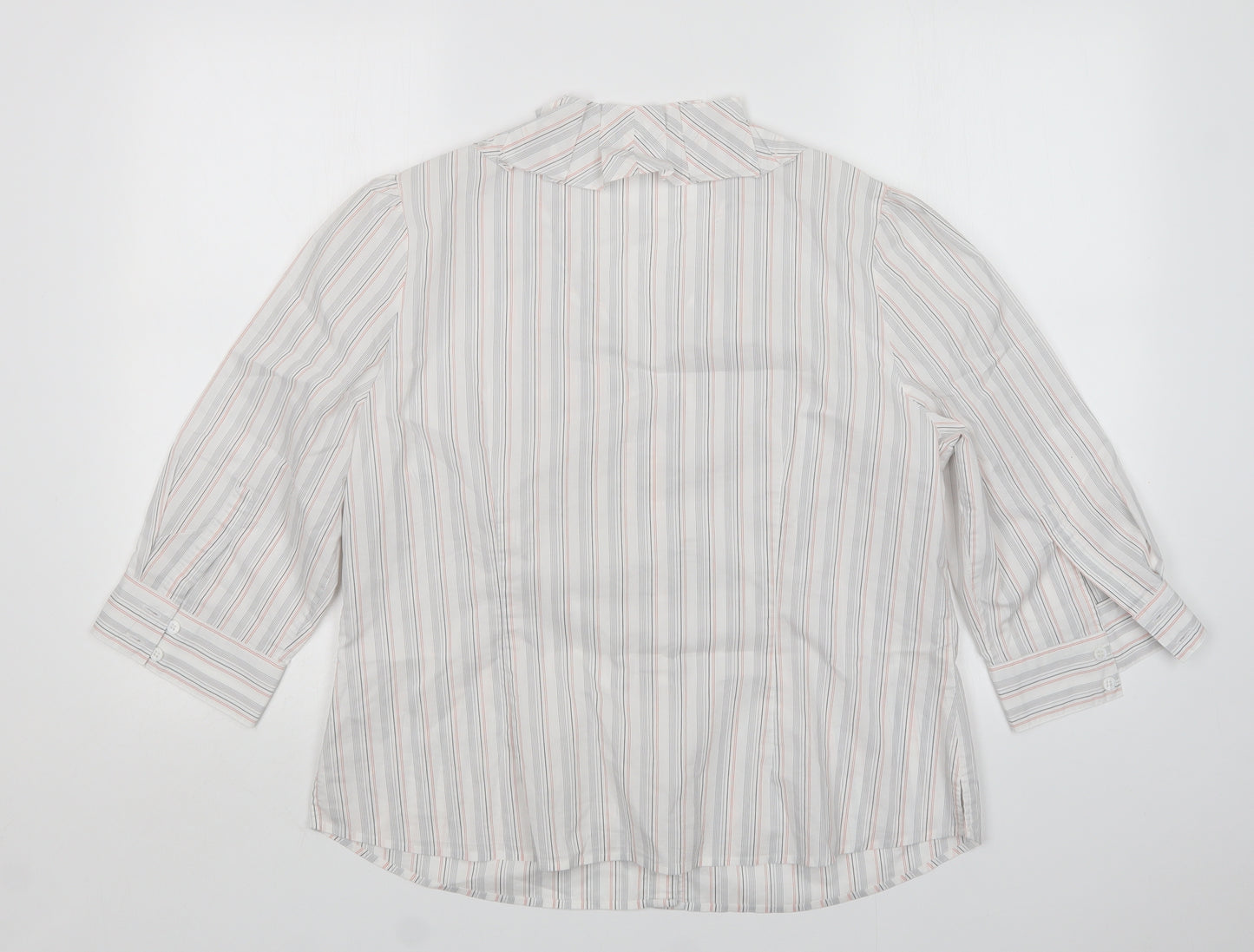 Planet Womens Multicoloured Striped Cotton Basic Button-Up Size 16 V-Neck