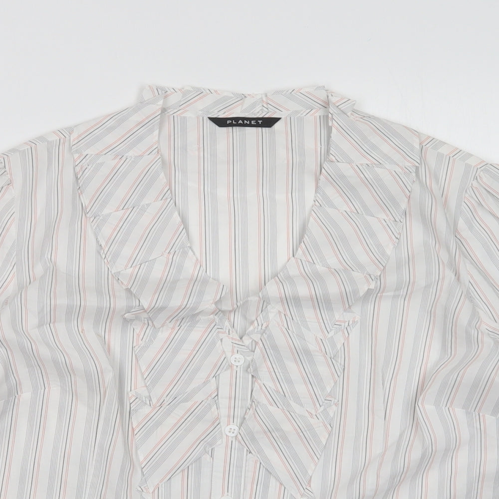 Planet Womens Multicoloured Striped Cotton Basic Button-Up Size 16 V-Neck