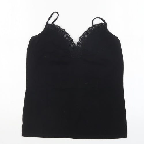 Wallis Womens Black  Cotton Basic Tank Size 16 V-Neck