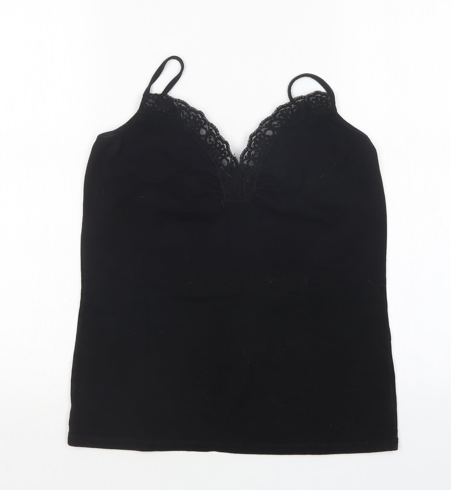 Wallis Womens Black  Cotton Basic Tank Size 16 V-Neck