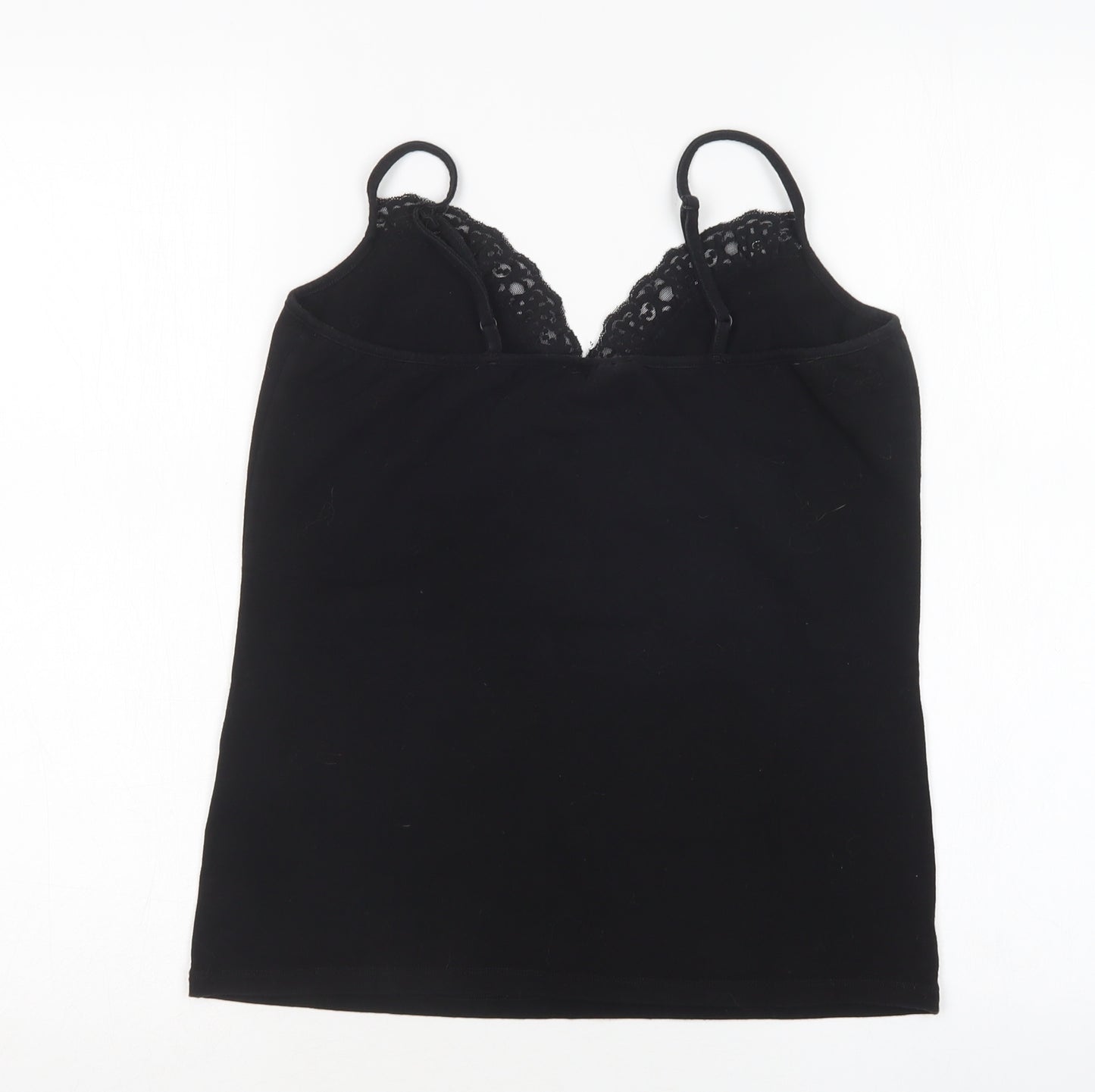 Wallis Womens Black  Cotton Basic Tank Size 16 V-Neck