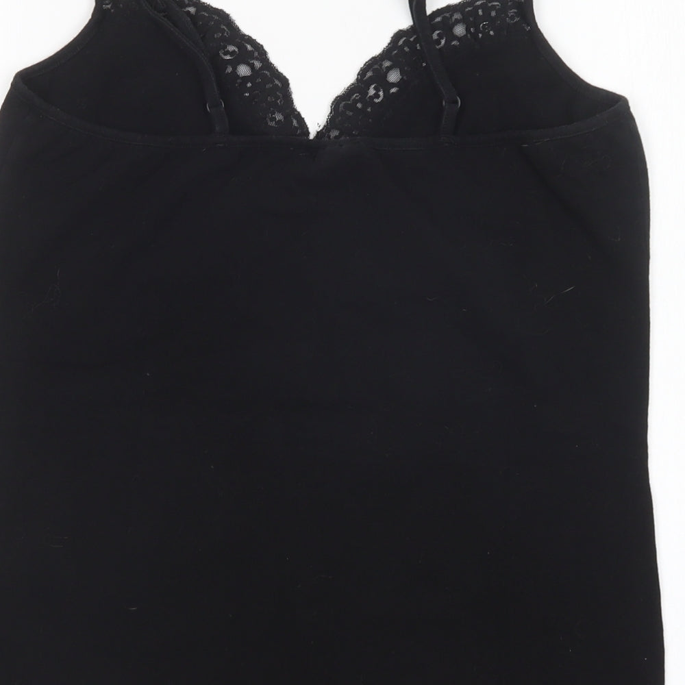 Wallis Womens Black  Cotton Basic Tank Size 16 V-Neck