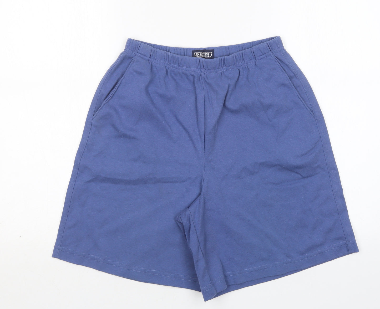 Lands End  Womens Blue  Cotton Sweat Shorts Size M L8 in Regular