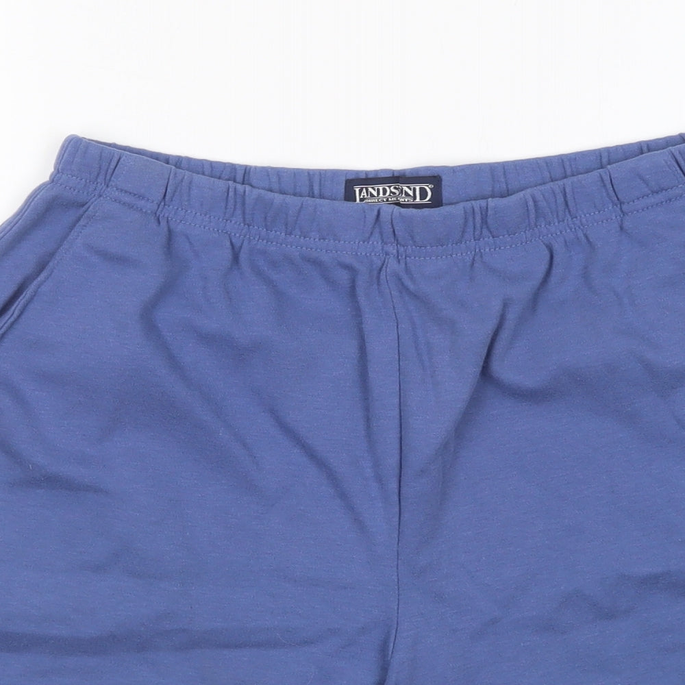 Lands End  Womens Blue  Cotton Sweat Shorts Size M L8 in Regular