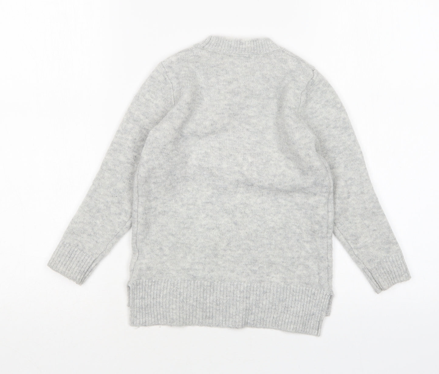 NEXT Girls Grey Round Neck  Acrylic Pullover Jumper Size 4 Years
