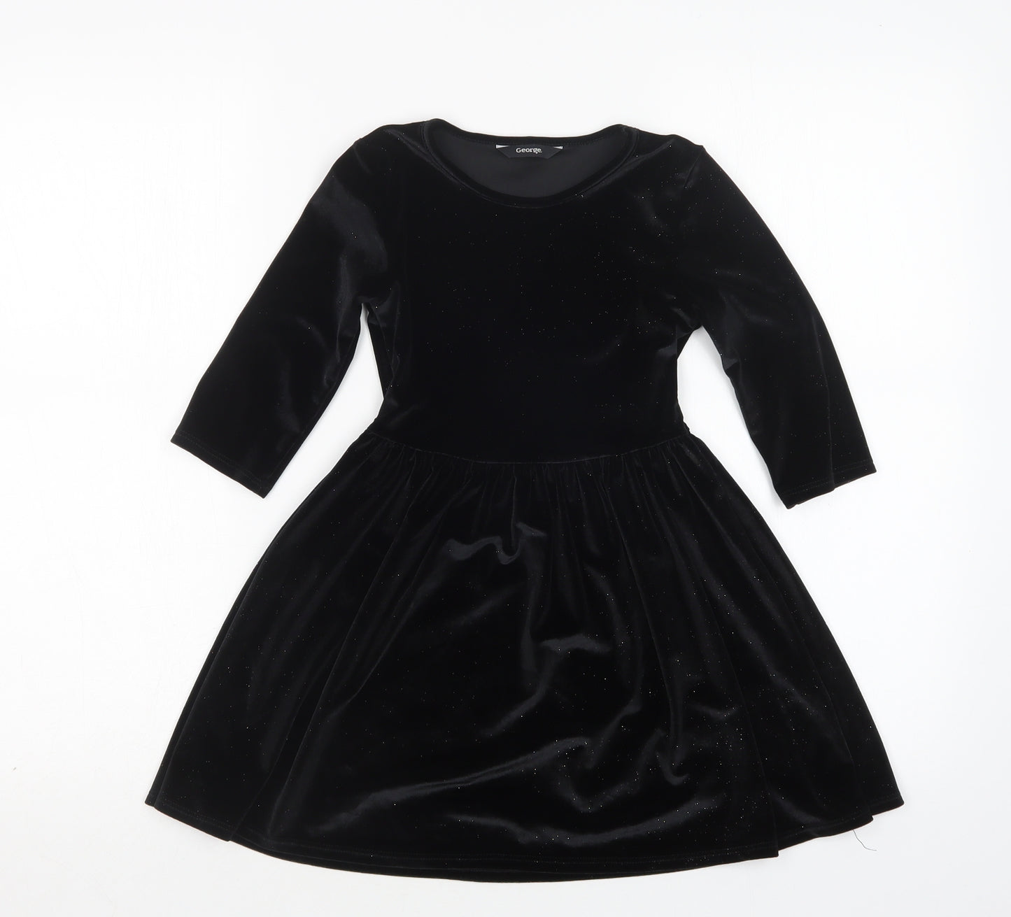 George Girls Black  Polyester Fit & Flare  Size 6-7 Years  Round Neck