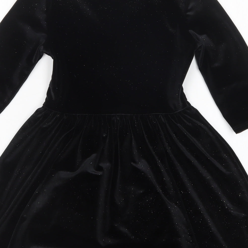 George Girls Black  Polyester Fit & Flare  Size 6-7 Years  Round Neck