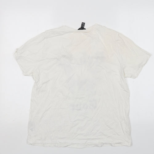 New Look Womens White  Cotton Basic T-Shirt Size 16 Round Neck