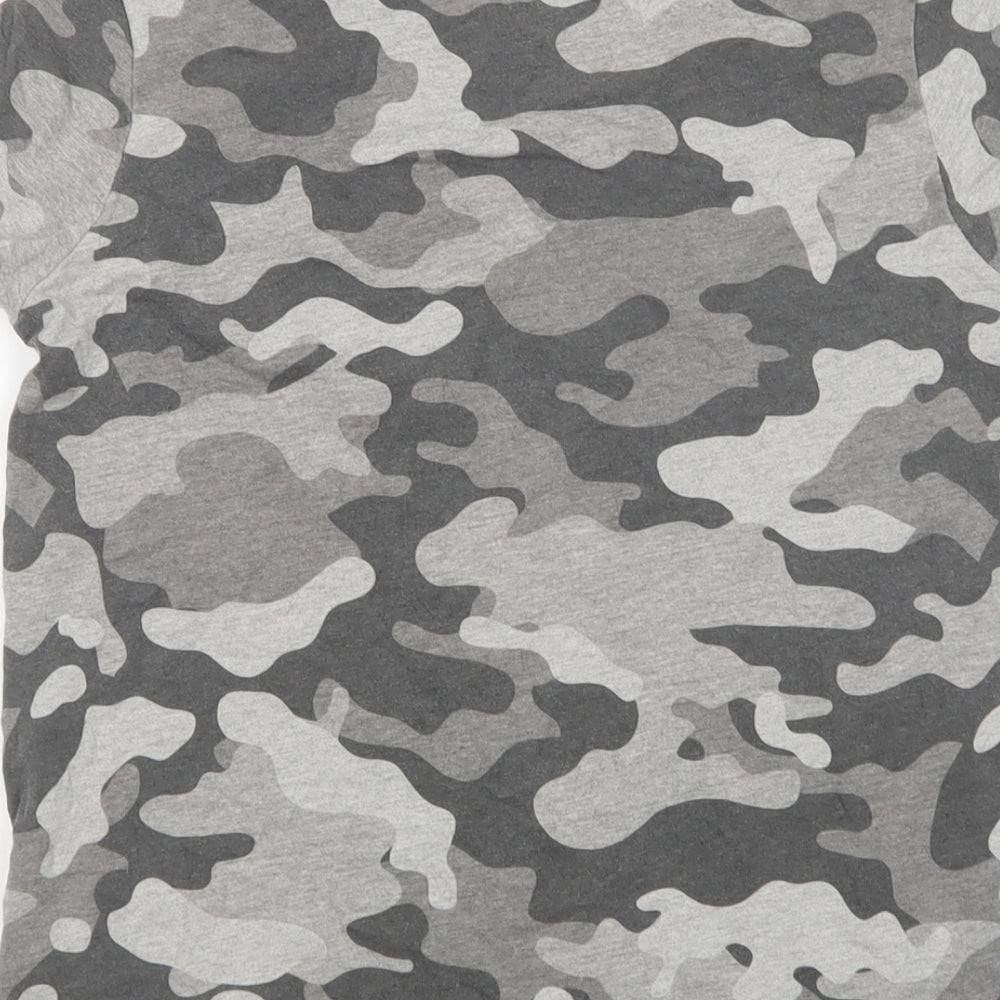 Primark Boys Grey Camouflage Cotton Basic T-Shirt Size 10-11 Years Round Neck