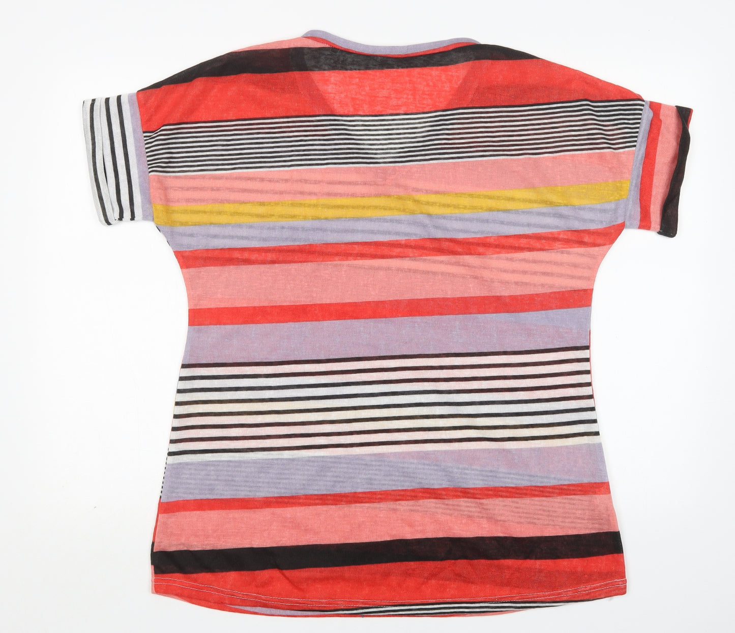 Preworn Womens Multicoloured V-Neck Striped Polyester Pullover Jumper Size 4XL