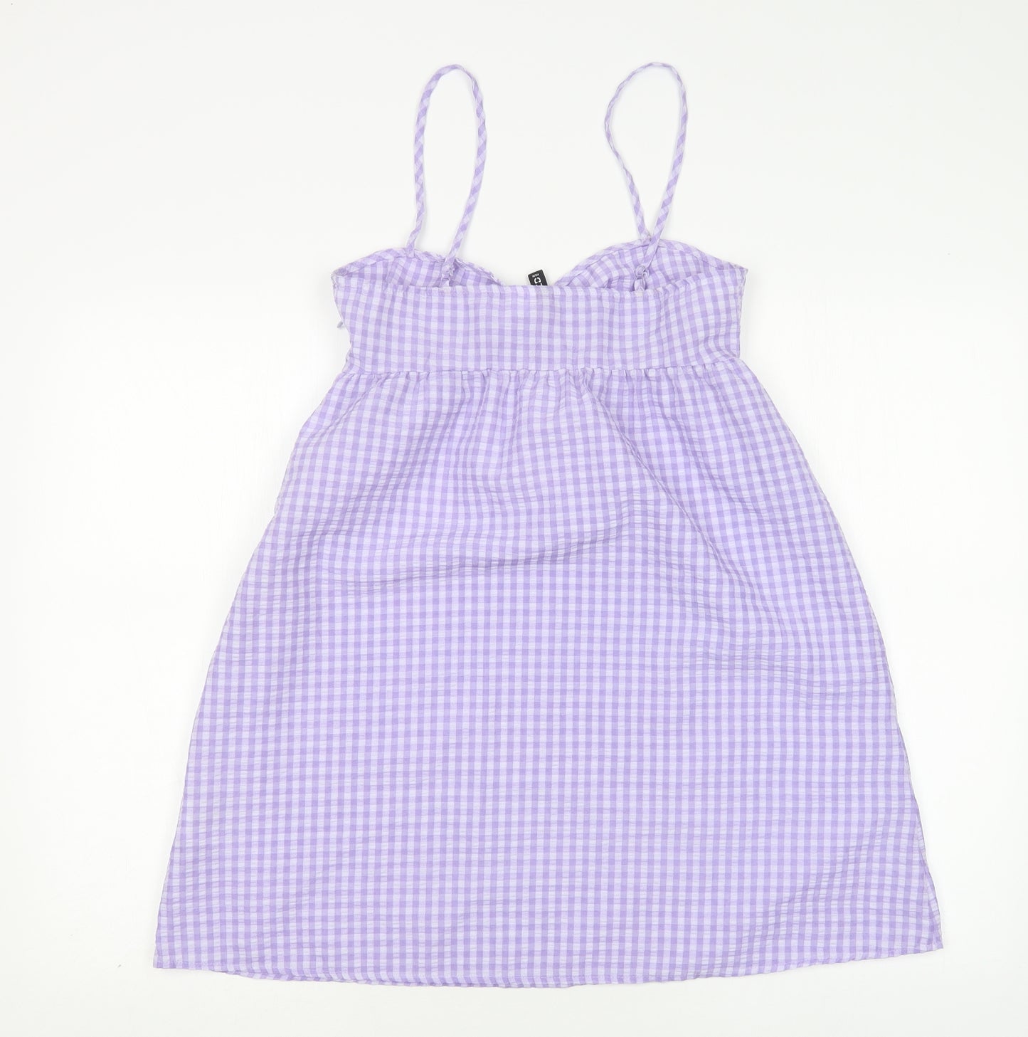 H&M Womens Multicoloured Check Polyester Tank Dress  Size 8  V-Neck