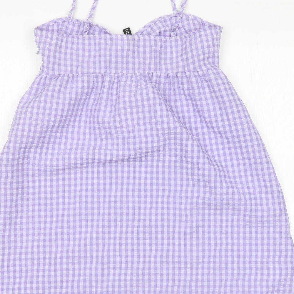 H&M Womens Multicoloured Check Polyester Tank Dress  Size 8  V-Neck