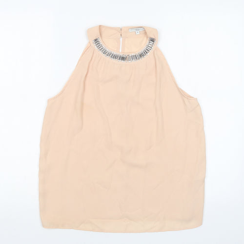 New Look Womens Beige  Polyester Basic Blouse Size 10 Round Neck