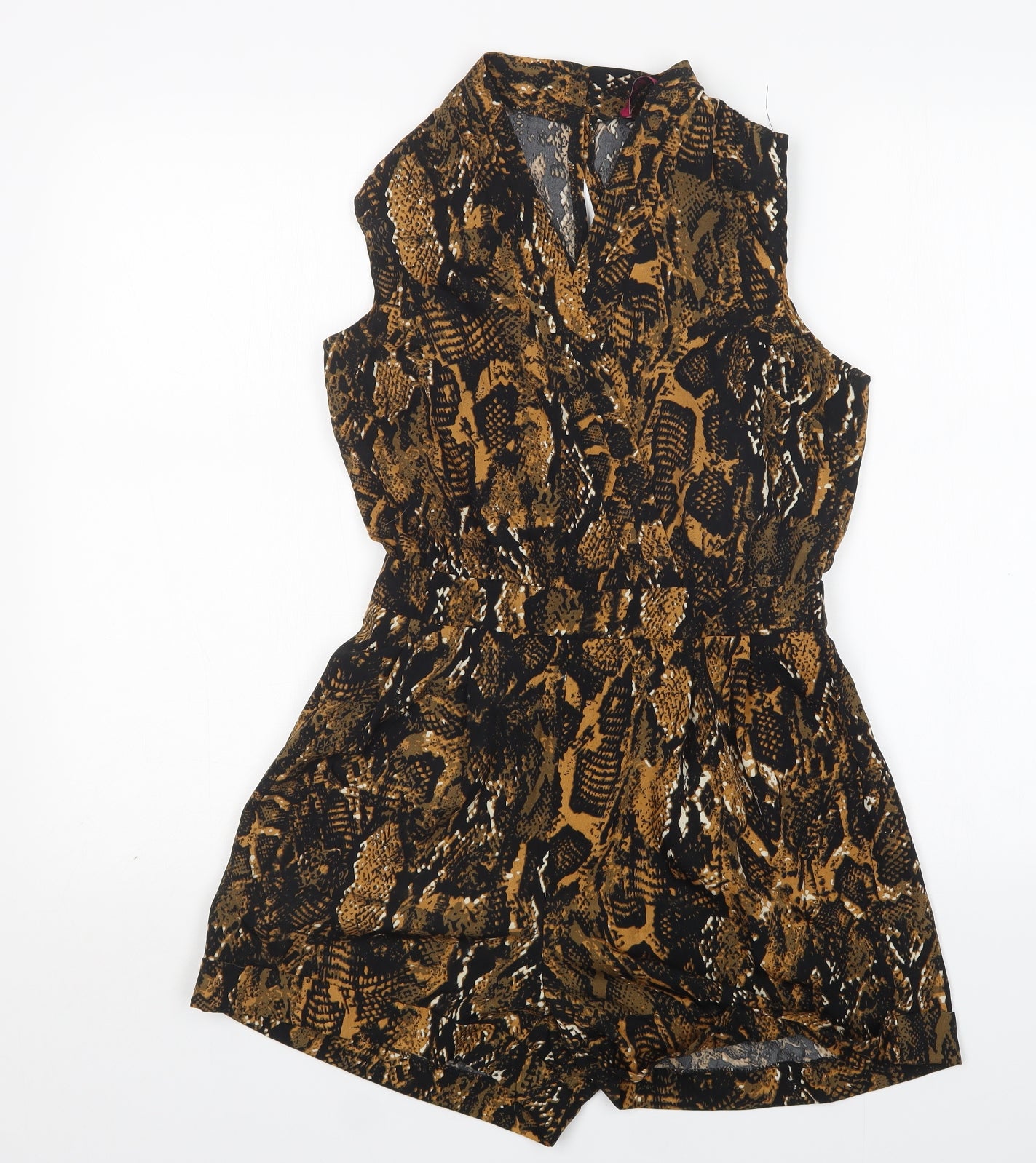 Boohoo Womens Multicoloured Animal Print Polyester Playsuit One-Piece Size 10 L4 in