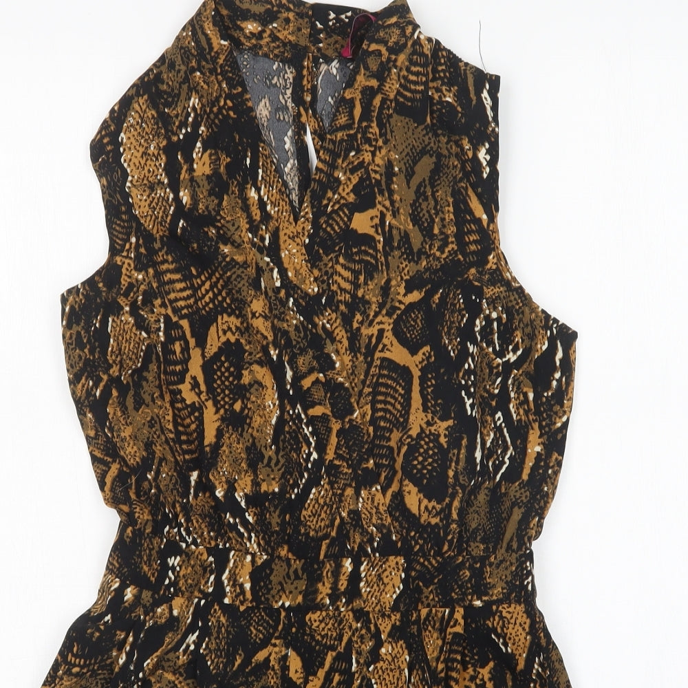 Boohoo Womens Multicoloured Animal Print Polyester Playsuit One-Piece Size 10 L4 in