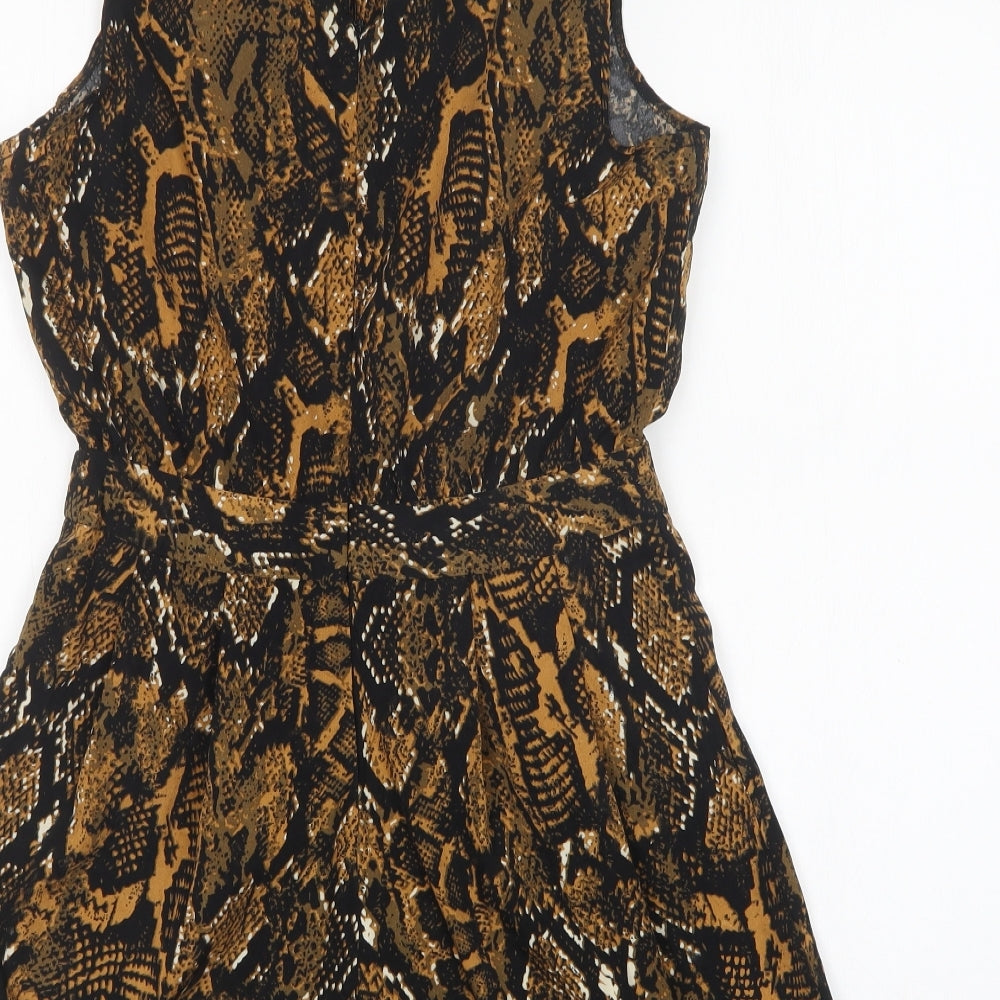 Boohoo Womens Multicoloured Animal Print Polyester Playsuit One-Piece Size 10 L4 in