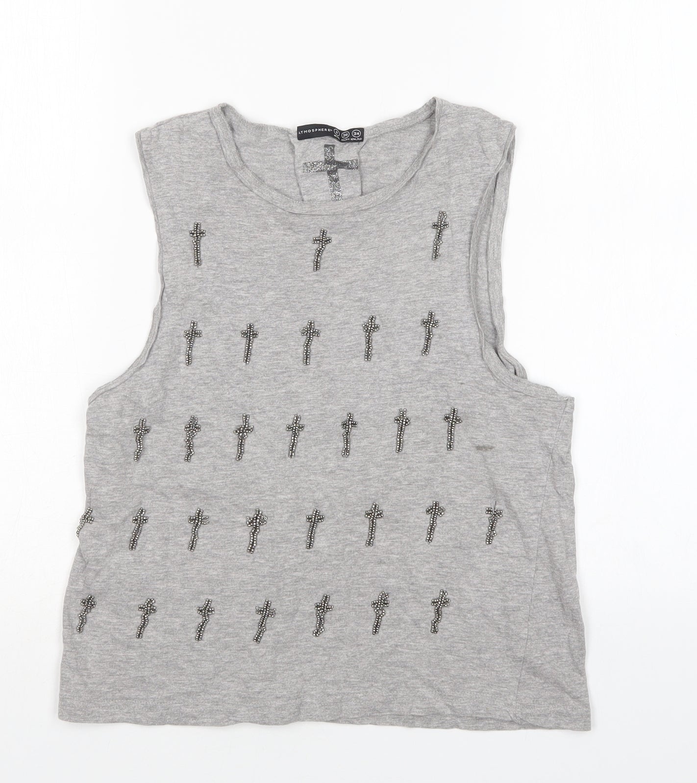 Atmosphere Womens Grey   Basic Tank Size 8 Round Neck