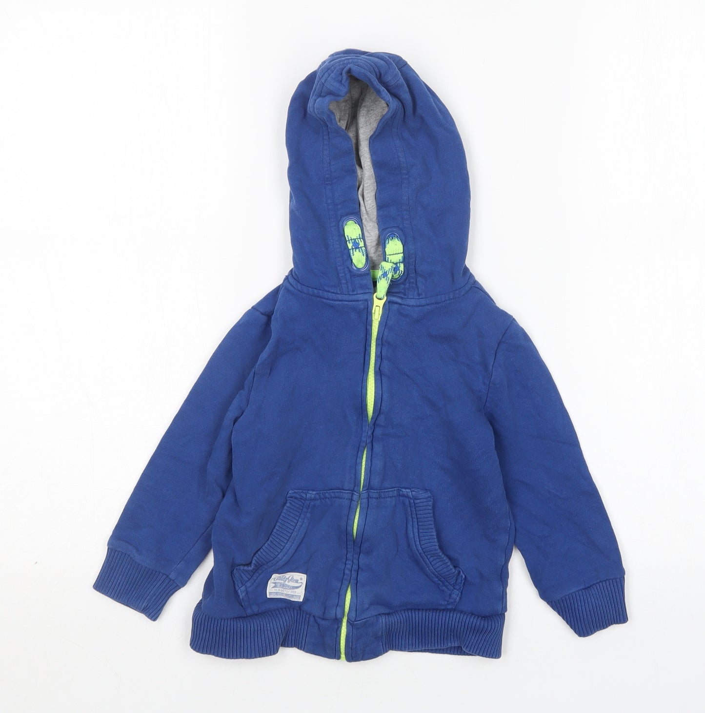 F&F Boys Blue  Cotton Full Zip Hoodie Size 3-4 Years