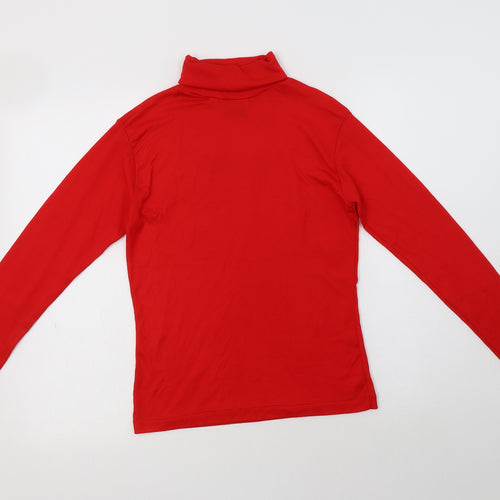 Creations Womens Red  Nylon Basic T-Shirt Size 8 Roll Neck