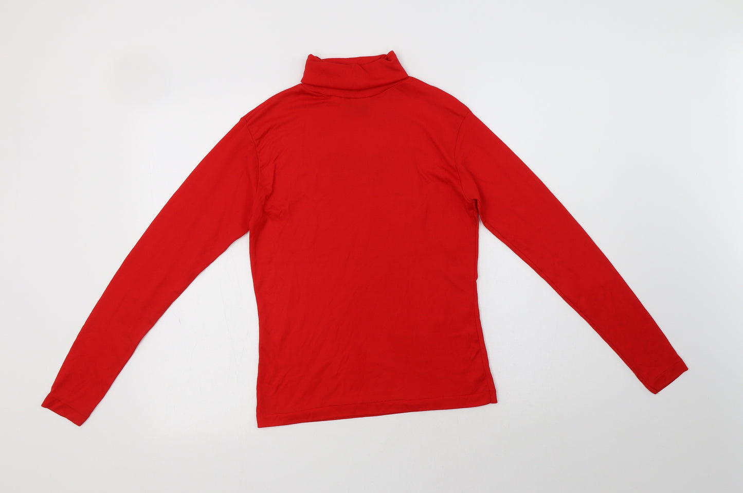Creations Womens Red  Nylon Basic T-Shirt Size 8 Roll Neck