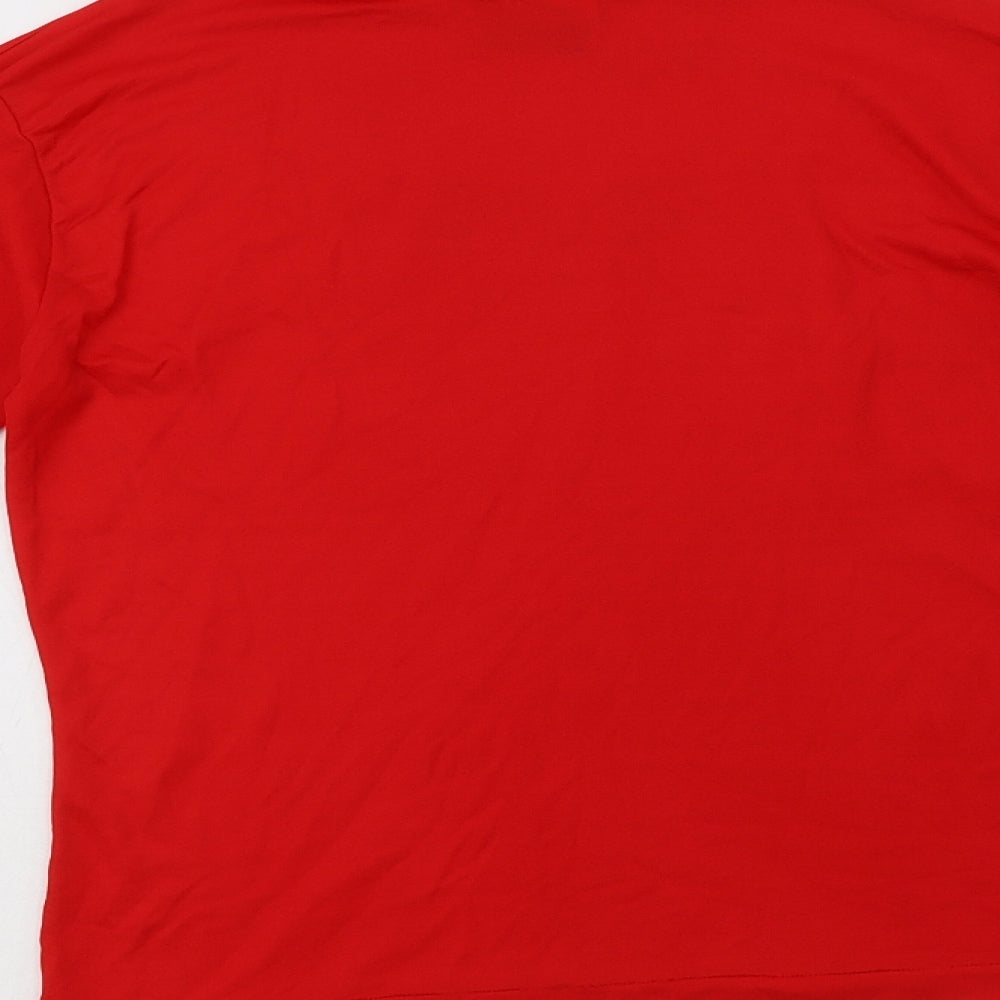 Creations Womens Red  Nylon Basic T-Shirt Size 8 Roll Neck