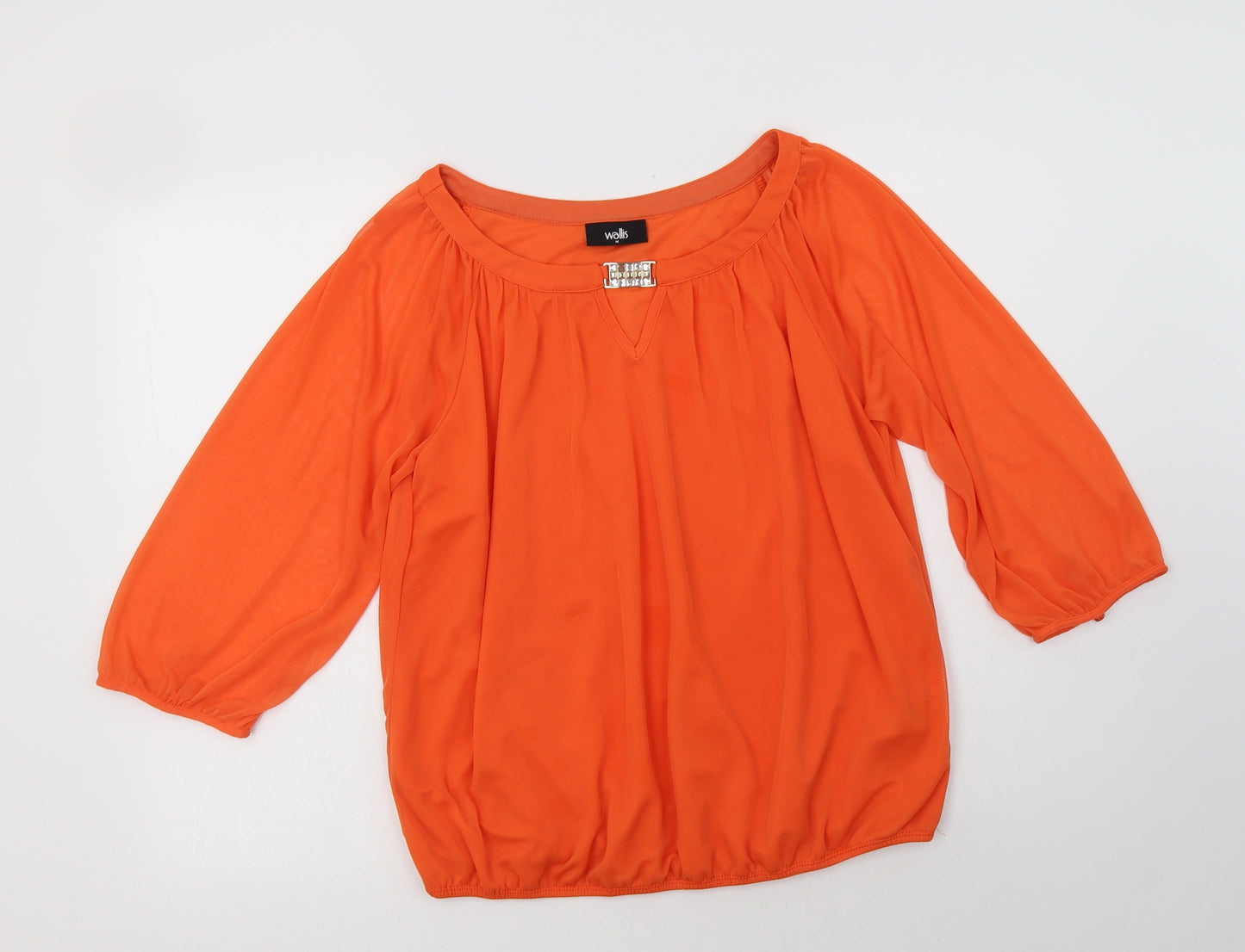 Wallis Womens Orange  Polyester Basic Blouse Size M Round Neck - Embellished Collar
