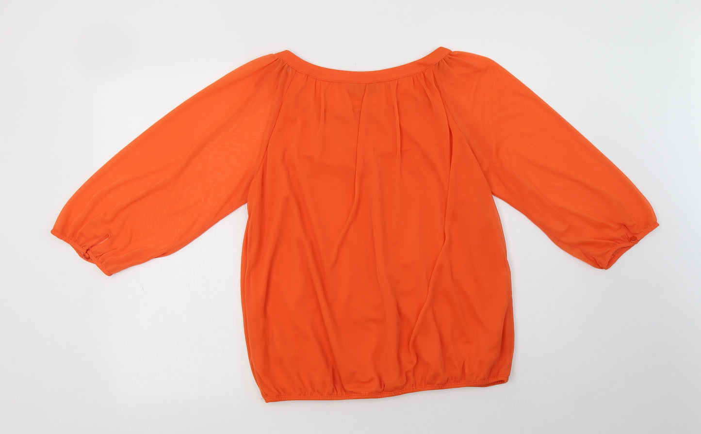 Wallis Womens Orange  Polyester Basic Blouse Size M Round Neck - Embellished Collar
