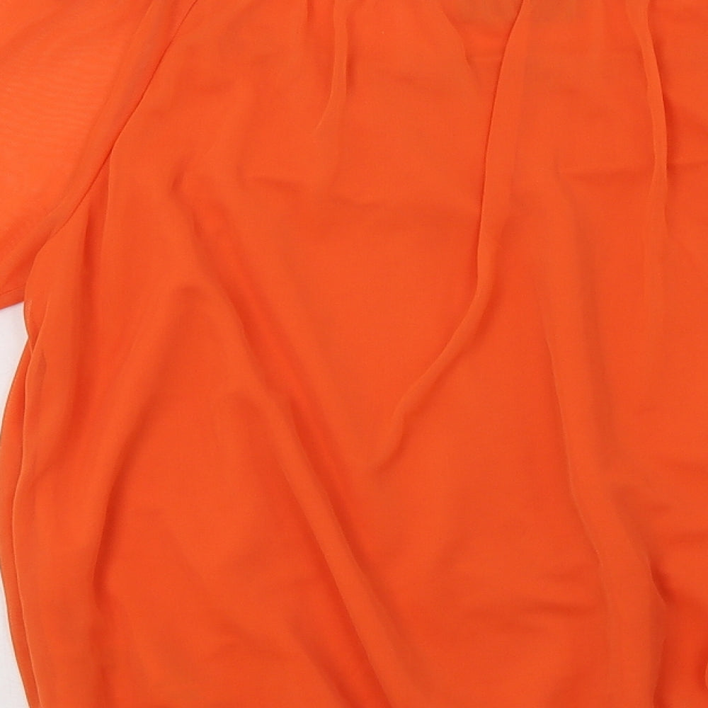 Wallis Womens Orange  Polyester Basic Blouse Size M Round Neck - Embellished Collar
