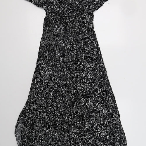 Nutmeg Womens Black Animal Print Viscose A-Line  Size 12  Off the Shoulder