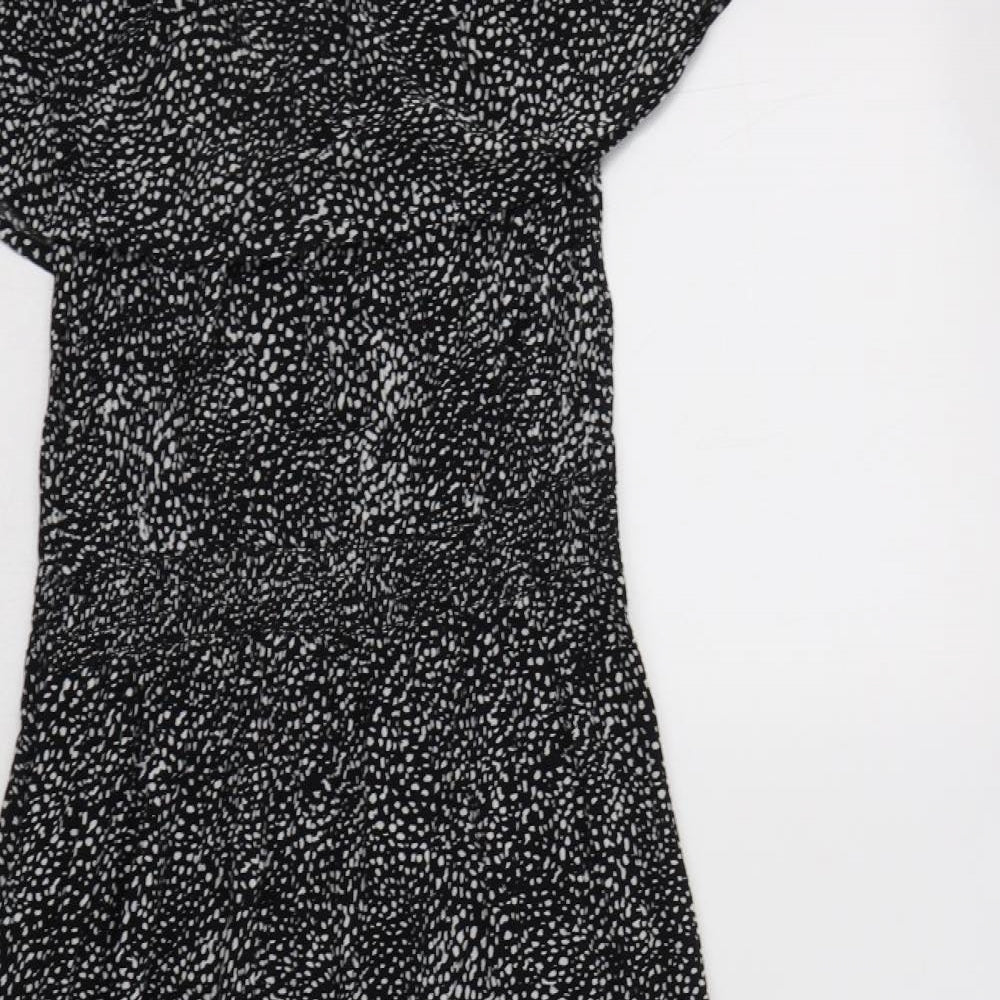 Nutmeg Womens Black Animal Print Viscose A-Line  Size 12  Off the Shoulder