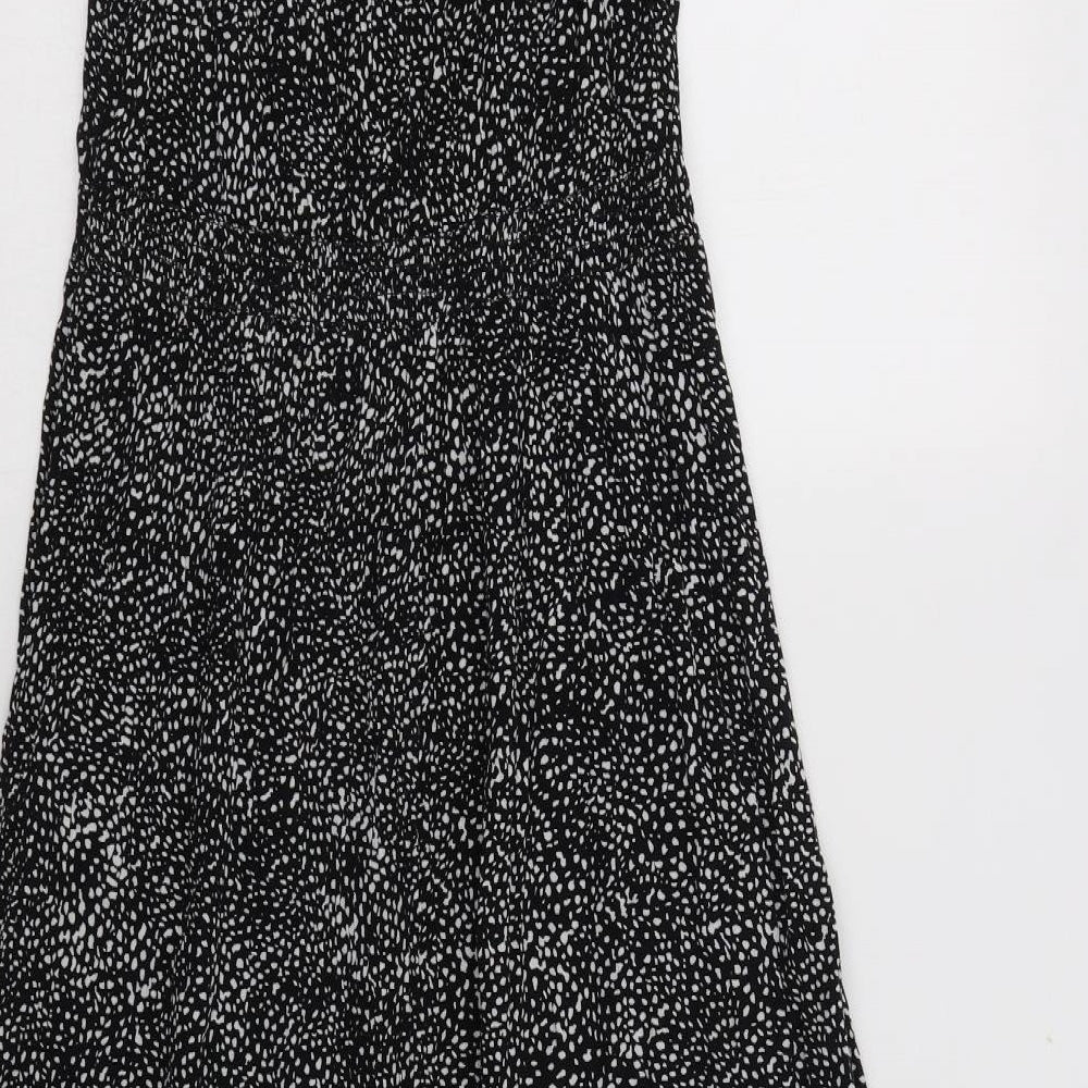 Nutmeg Womens Black Animal Print Viscose A-Line  Size 12  Off the Shoulder