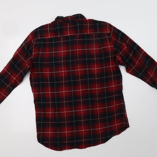 Uniqlo Womens Red Check Cotton Basic Button-Up Size L Collared