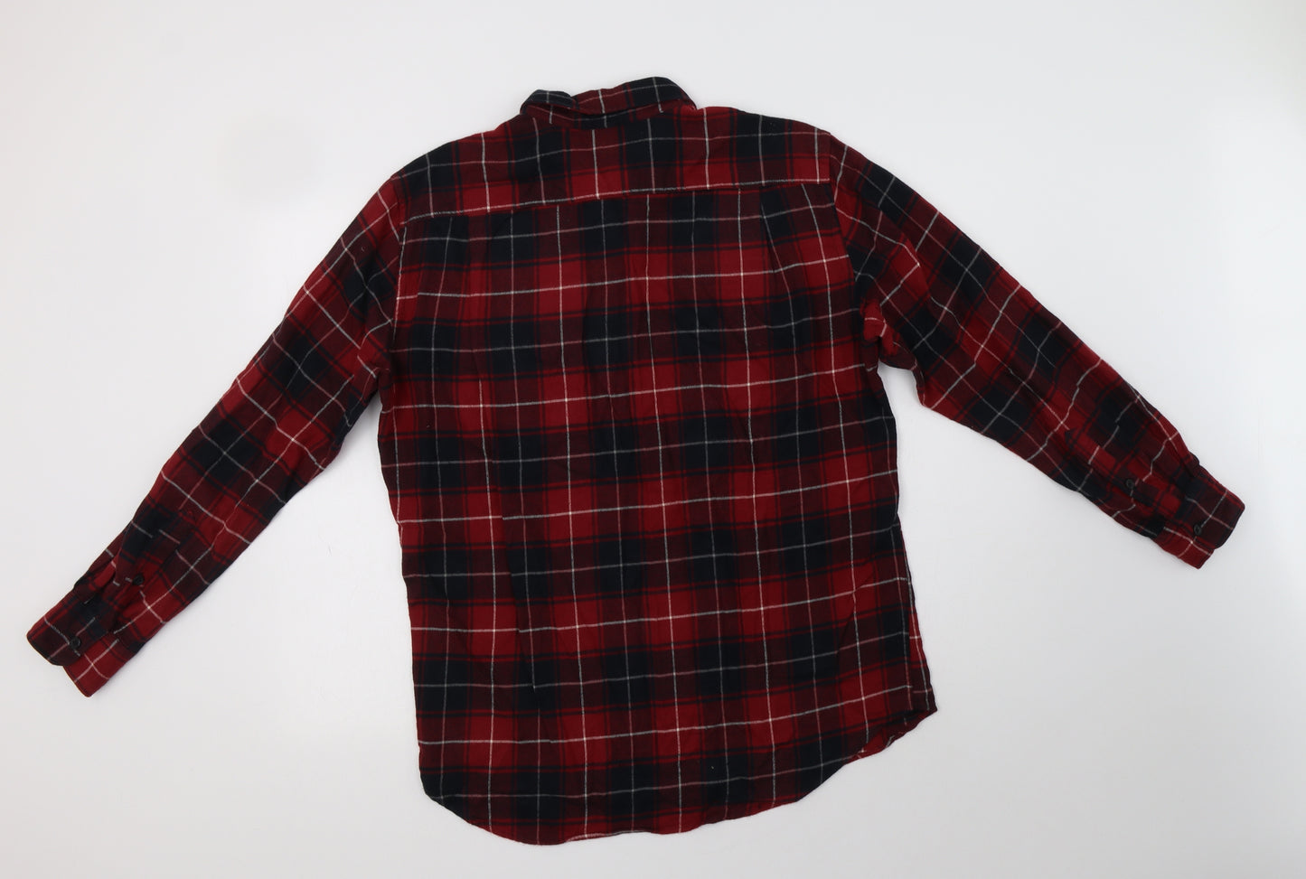 Uniqlo Womens Red Check Cotton Basic Button-Up Size L Collared