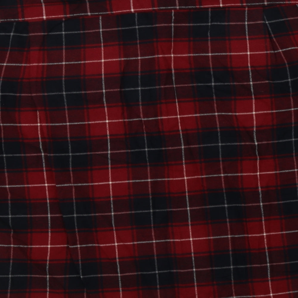 Uniqlo Womens Red Check Cotton Basic Button-Up Size L Collared