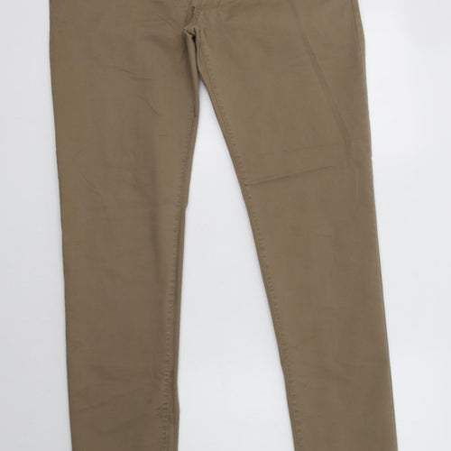 JACK & JONES Mens Beige  Cotton Chino Trousers Size 34 L36 in Regular Button
