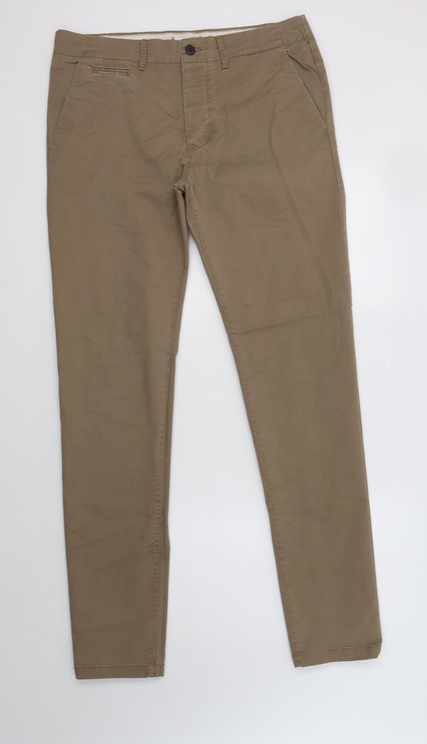 JACK & JONES Mens Beige  Cotton Chino Trousers Size 34 L36 in Regular Button
