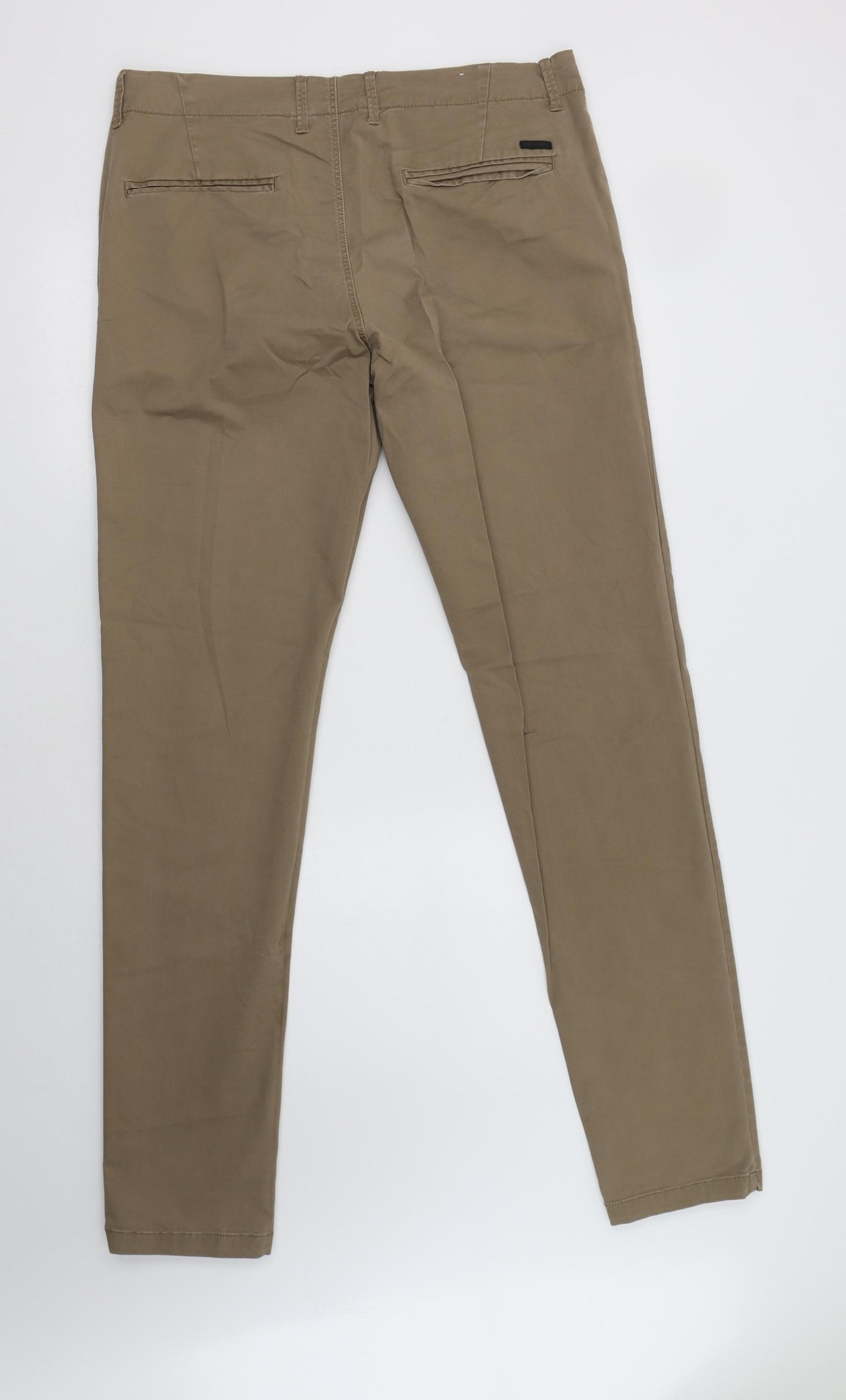 JACK & JONES Mens Beige  Cotton Chino Trousers Size 34 L36 in Regular Button