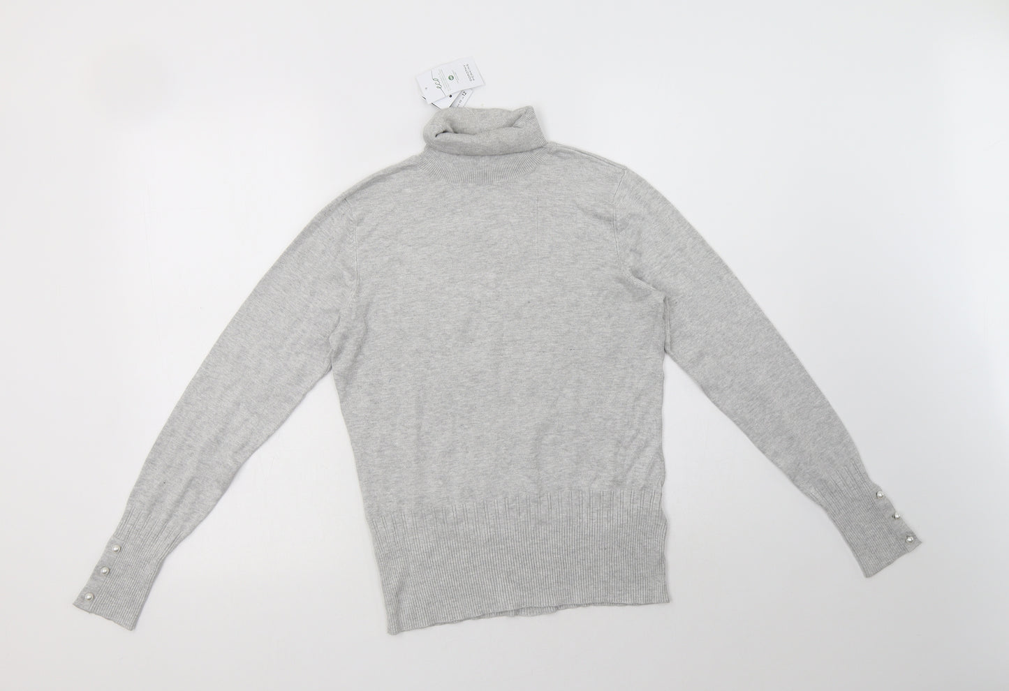 Dorothy Perkins Womens Grey Roll Neck  Viscose Pullover Jumper Size 12