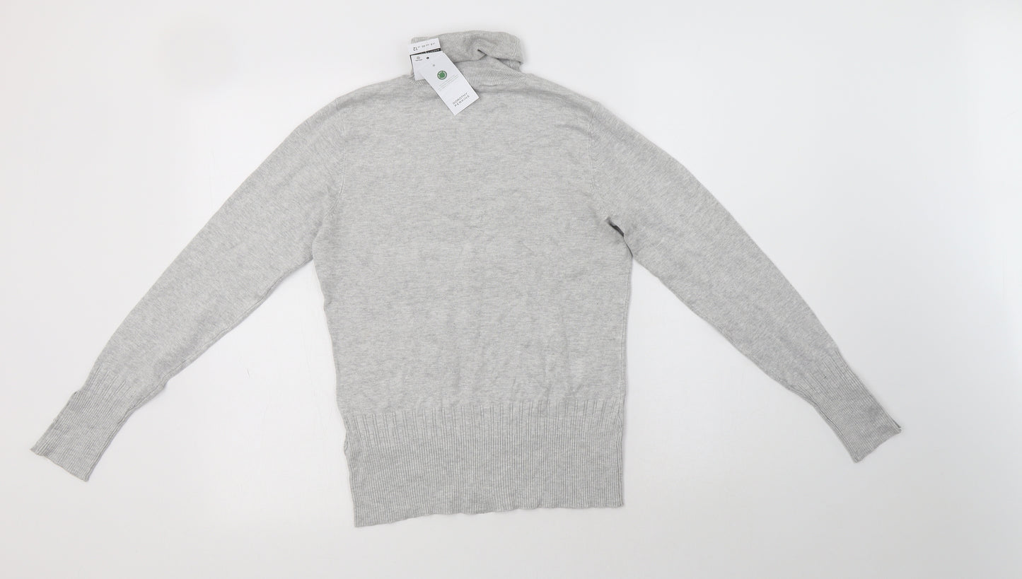 Dorothy Perkins Womens Grey Roll Neck  Viscose Pullover Jumper Size 12