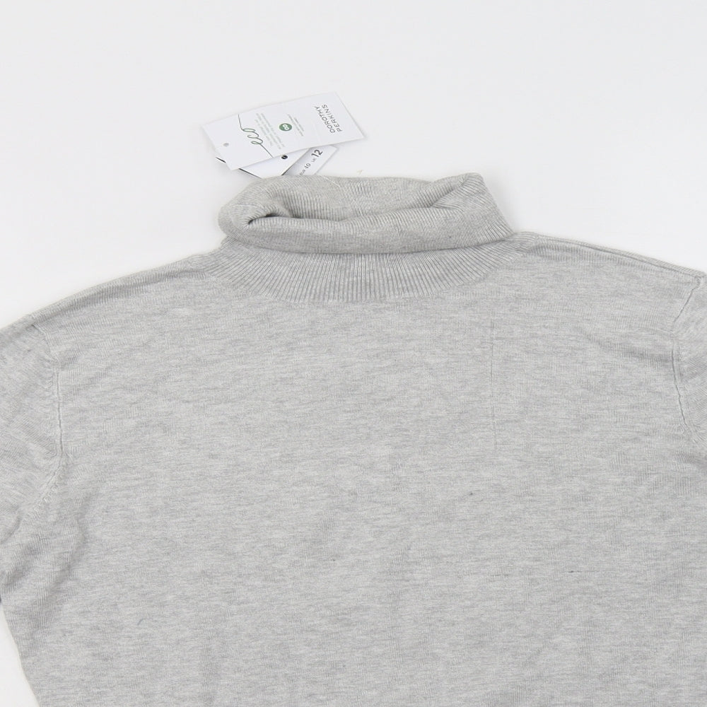 Dorothy Perkins Womens Grey Roll Neck  Viscose Pullover Jumper Size 12