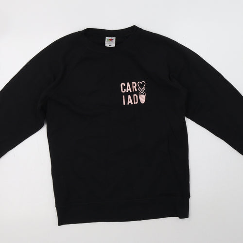 Fruit of the Loom Womens Black  Cotton Pullover Sweatshirt Size S