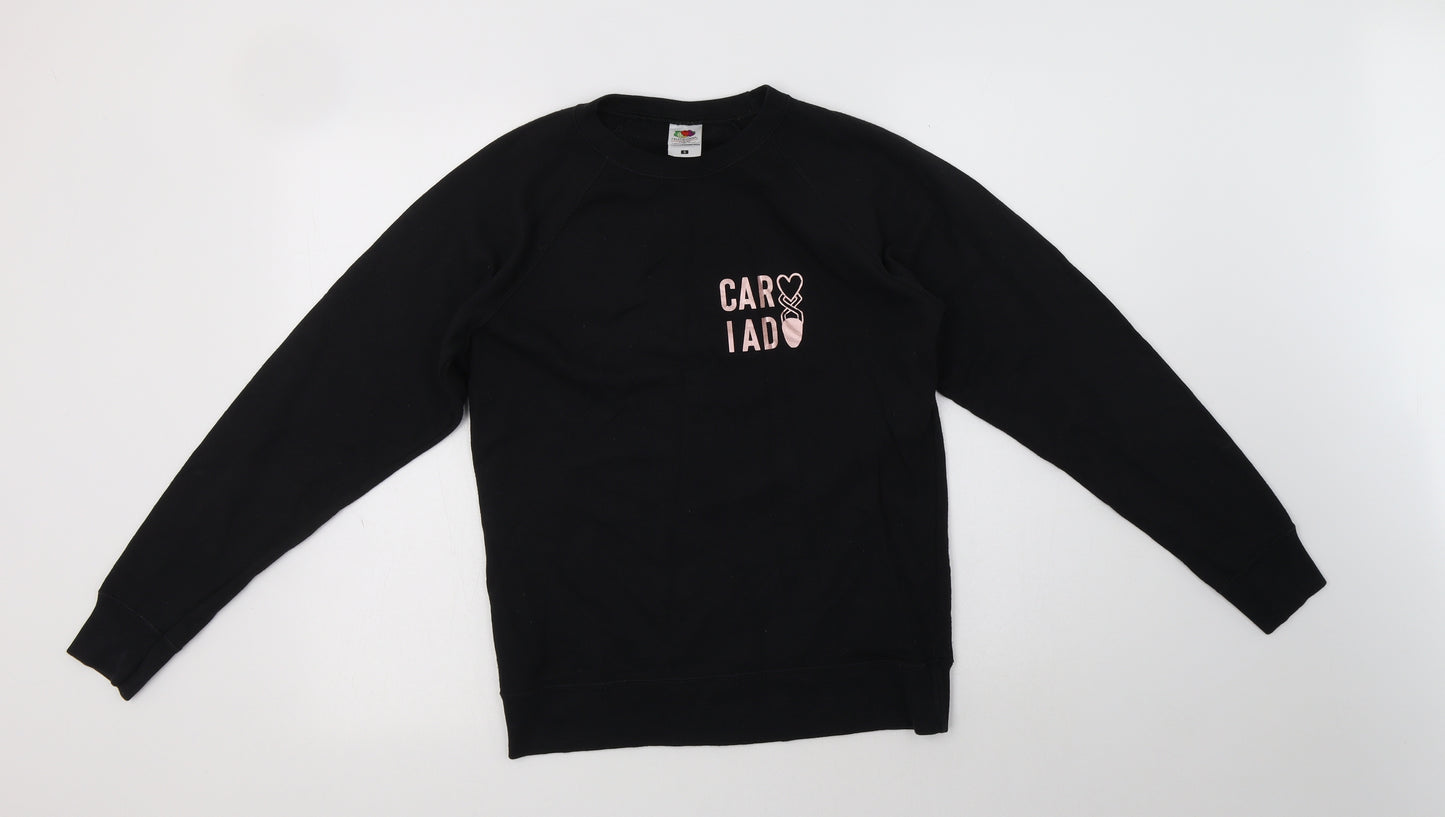 Fruit of the Loom Womens Black  Cotton Pullover Sweatshirt Size S