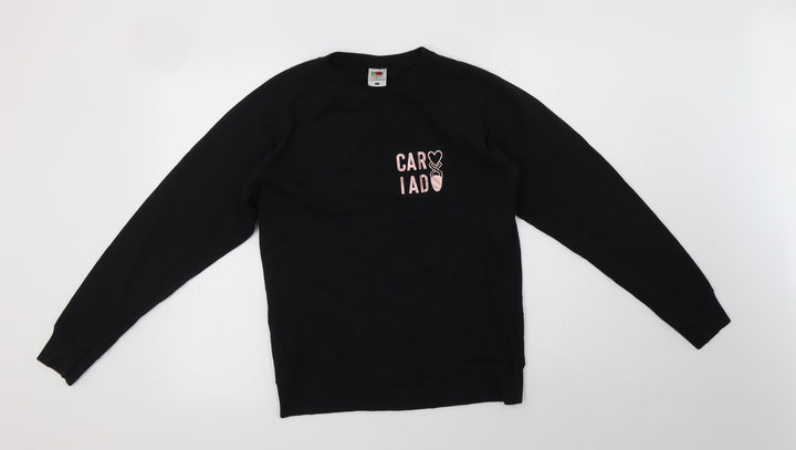 Fruit of the Loom Womens Black  Cotton Pullover Sweatshirt Size S