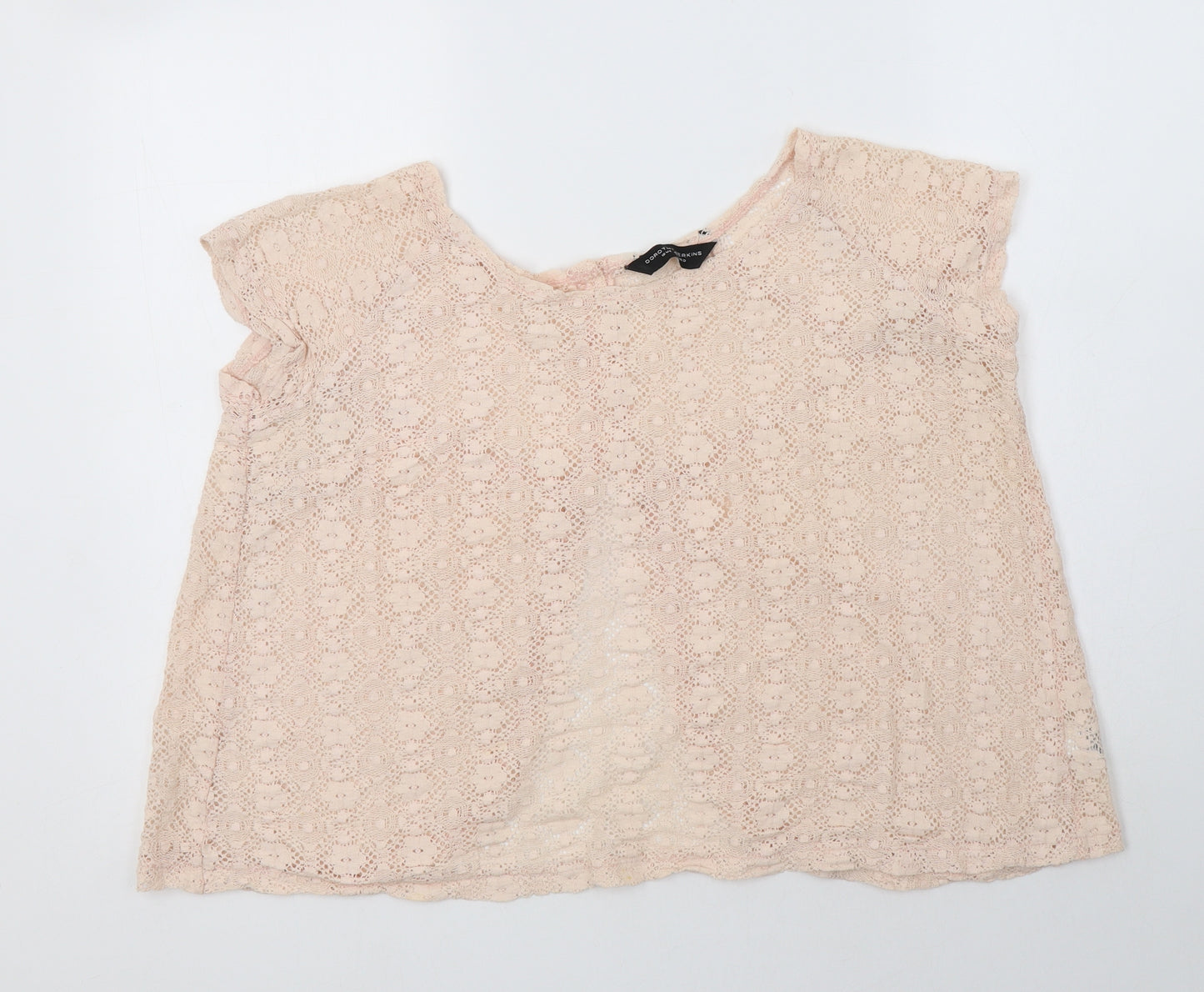 Dorothy Perkins Womens Pink Floral Cotton Basic Blouse Size 16 Round Neck
