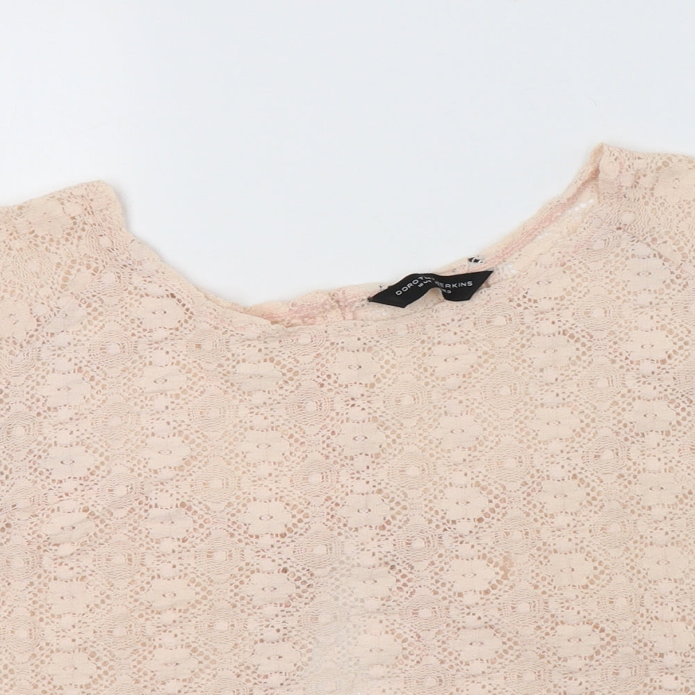 Dorothy Perkins Womens Pink Floral Cotton Basic Blouse Size 16 Round Neck